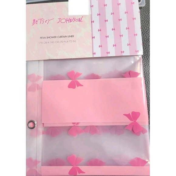 Betsey Johnson Other - NEW Betsey Johnson 2 Tone Pink Stripes & Bows Shower Curtain Liner PEVA